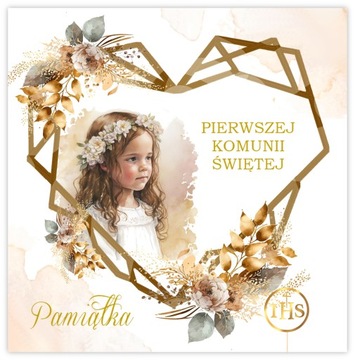PAMIĄTKA kartka z życzeniami dla dziewczynki Pierwsza Komunia Święta