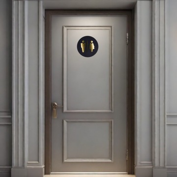 Табличка на туалет из оргстекла, 14 см, черный/золотой, табличка на дверь туалета