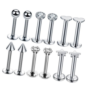 4x16G Steel Labret Lip Rings Stud