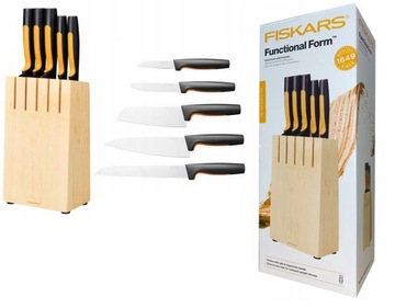 FISKARS ZESTAW KOMPLET 5 NOŻY SZEFA W BLOKU 6 EL