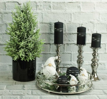 Металлическая елка с золотым блеском, белая H60