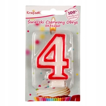 Świeczka na tort cyfra 4 cztery urodziny impreza