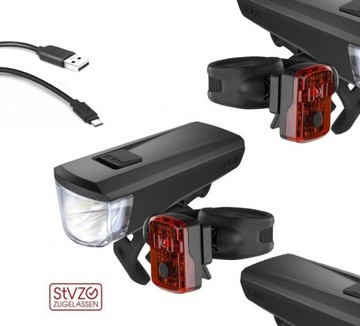 KELLYS NOBLE SET zestaw lampek led przód tył USB