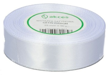 Wstążka Tasiemka satynowa atłasowa 25mm/32m Biała