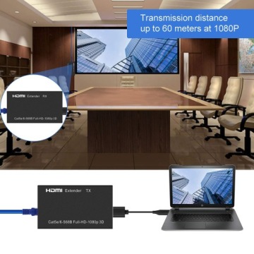 РАСШИРИТЕЛЬ / КОНВЕРТЕР HDMI В LAN ЧЕРЕЗ ВИТОЙ КАБЕЛЬ RJ45, ДАЛЬНОСТЬ 60 М - XGETOP