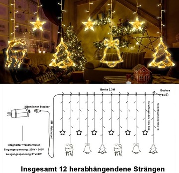 РОЖДЕСТВЕНСКИЕ ОГНИ ЗАНАВЕСЫ ОЛЕНЬИ КОЛОКОЛЬЧИКИ РОЖДЕСТВЕНСКАЯ ЕЛКА 2,3М 138 светодиодов 8 РЕЖИМОВ