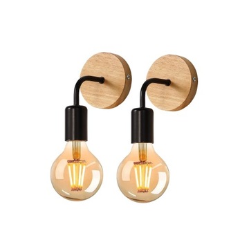 KINKIET LAMPA SCIENNA DREWNO WEWNETRZNA E27 X2