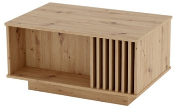 NOWOCZESNY STOLIK KAWOWY ASTIN LAMELE DĄB ARTISAN BAREK SCHOWEK PÓŁKA ŁAWA
