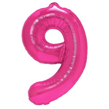 Balon foliowy CYFRA 9 różowy 100 cm urodziny