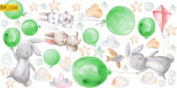 Детские наклейки на стену БУНТЫ, ЦВЕТНЫЕ ШАРИКИ КРОЛИК