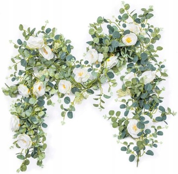 180cm Eucalyptus Garland z kamelii sztuczny kwiat