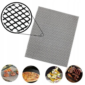 MATA TEFLONOWA NA GRILLA CZARNA TACKA SIATKA WŁÓKNO SZKLANE PIZZA 3w1 40x30