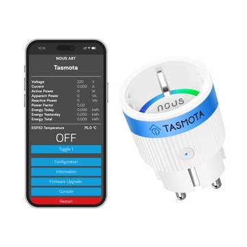 Inteligentne gniazdo WIFI NOUS A8T TASMOTA ESP32 MATTER 10A MQTT