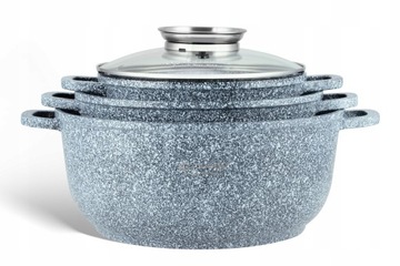 НАБОР ПОТЕНЦИАЛОВ БОЛЬШИЕ МРАМОРНЫЕ ГОРШКИ СКОВОРОДА