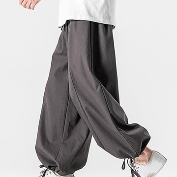 Letnie duże bawełniane spodnie Harlan spodnie japońskie luźne proste rurki