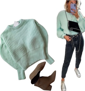 Moda Swetry Swetry z okrągłym dekoltem Zara Trafaluc Sweter z okr\u0105g\u0142ym dekoltem w kolorze bia\u0142ej we\u0142ny 