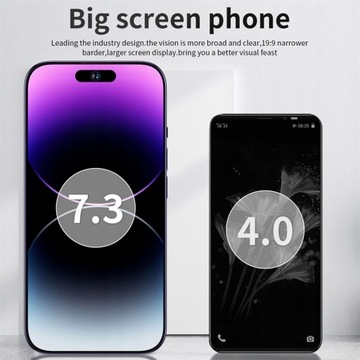 Телефон i14Pro Max7.3 с большим экраном, белый, смартфон