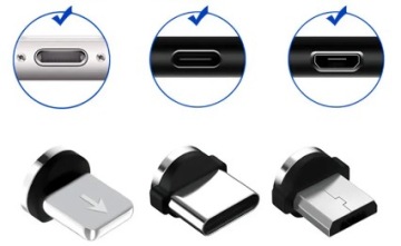 МАГНИТНЫЙ КАБЕЛЬ ДЛЯ ЗАРЯДКИ ТЕЛЕФОНА USB-C MICRO USB IPHONE, СВЕТЯЩИЙСЯ