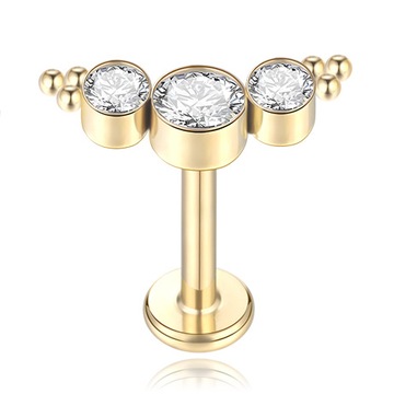 KOLCZYK LABRET HELIX CYRKONIE ZŁOTY TYTANOWY 1,2/8