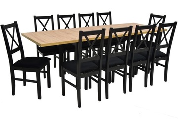 Duży zestaw do SALONU Stół 80x140/220 i 10 krzeseł