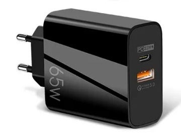 SZYBKA ŁADOWARKA SIECIOWA 65W USB QC3.0 USB-C PD