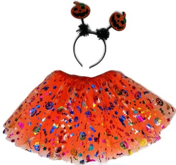 Strój HALLOWEEN opaska pomarańczowa spódnica DYNIA