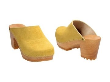 Сабо на каблуке - ЗАМШЕВАЯ КОЖА - ЖЕЛТЫЙ 35