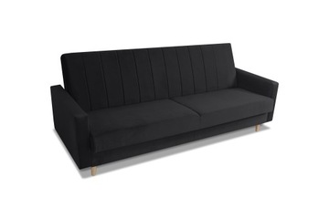 Czarna Sofa Wersalka Łóżko SONIA z funkcją spania i pojemnikiem 214x86x90