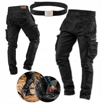 РАБОЧИЕ БРЮКИ NEO ДЖИНСЫ с эластаном ДЕНИМ XL + РЕМЕНЬ