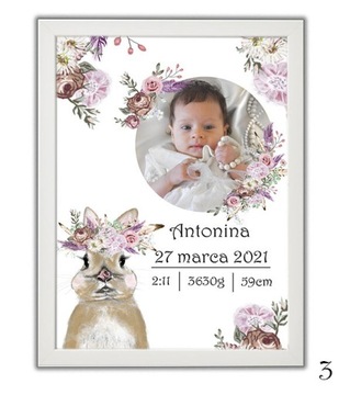 Metryczka plakat dla dziecka ze zdjęciem prezen a4