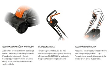 Электрическая газонокосилка Deltafox 1300 Вт, 32 см, корзина 30 л.