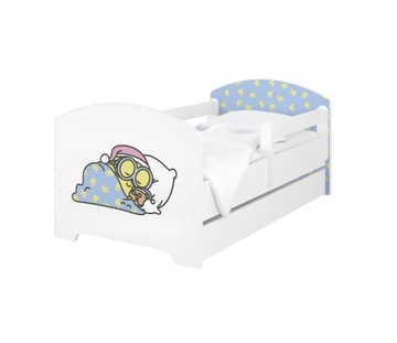 Łóżko dziecięce BABY BOO OSKAR 140X70 + materac + szuflada MINIONKI