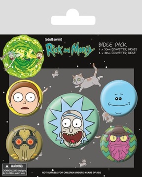 RICK AND MORTY przypinki zestaw 1+4