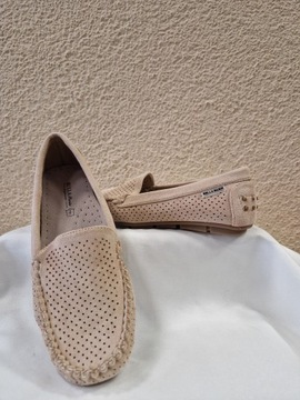 БЕЖЕВЫЕ ЛЕГКИЕ АЖУРНЫЕ МОКАСИНЫ BELLA PARIS на плоской подошве, размер 39