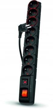 FILTR PRZECIWPRZEPIĘCIOWY ACAR S8 RACK 1.5M 8 GNIAZD CZARNY W1749