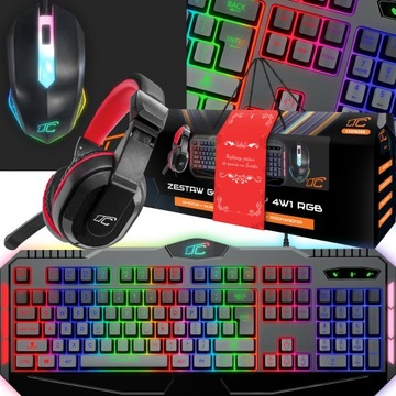 КЛАВИАТУРА КОВРИК ДЛЯ МЫШИ МИКРОФОН НАУШНИКИ ИГРОВОЙ НАБОР 4 В 1 ПОДАРОК