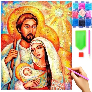 HAFT DIAMENTOWY Diamond Painting Mozaika Najświętsza Rodzina 40x50cm Zestaw