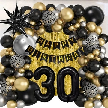 ZESTAW BALONÓW NA TRZYDZIESTKĘ 30 URODZINY 86SZT