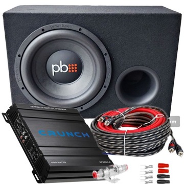 SKRZYNIA BASOWA POWERBASS S12 CIŚNIENIOWA 30cm 300RMS + WZMACNIACZ + KABLE