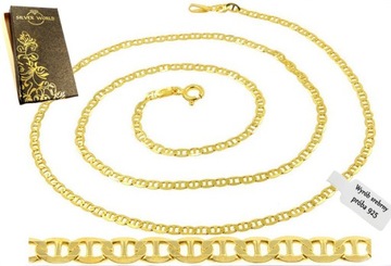 ŁAŃCUSZEK SREBRNY MĘSKI 925 ZŁOCONY MODNY I ELEGANCKI PEŁNY 50 CM + ETUI