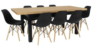 Stół CRAFT rozkładany 90x160/210 8 Krzeseł Czarne