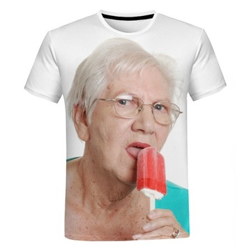 śmieszna koszulka prezent babcia liże loda 3XL