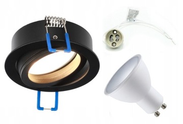 OPRAWA SUFITOWA PODTYNKOWA OKRĄG LED RUCHOMA CZARNA EDO +GU10 +ŻARÓWKA LED
