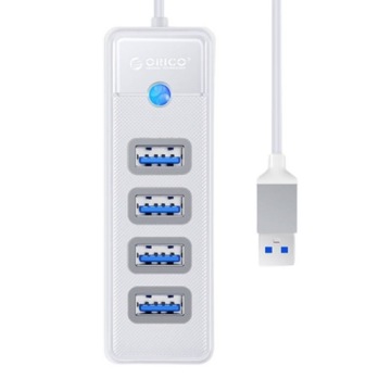Концентратор Orico белый USB-A - 4x USB-A 3.1 Gen 1, встроенный кабель 15 см