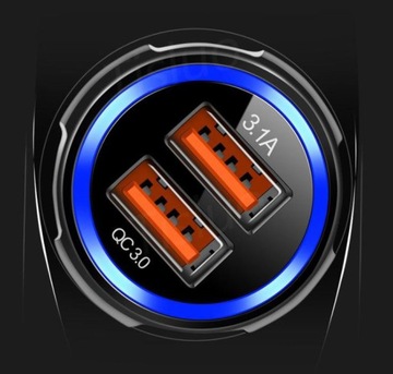 БЫСТРОЕ АВТОМОБИЛЬНОЕ ЗАРЯДНОЕ УСТРОЙСТВО 3,1 А USB LED QC 3.0