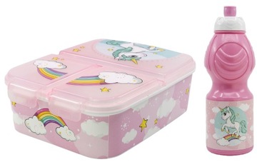 UNICORN PUDEŁKO ŚNIADANIOWE Lunchbox + BIDON UNICORN JEDNOROŻEC