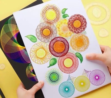 НАБОР ТВОРЧЕСКИХ СПИРОГРАФОВ ДЛЯ РИСОВАНИЯ УЗОРОВ XXL ШАБЛОНЫ РУЧКИ КАРТОЧКИ