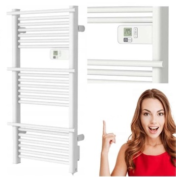 GRZEJNIK ŁAZIENKOWY BIAŁY elektryczny drabinka TERMOSTAT 500W LCD