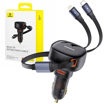 BASEUS SZYBKA ŁADOWARKA SAMOCHODOWA USB z KABLEM USB-C/Lightning 60W MOCNA