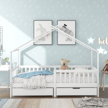 Кровать-домик с 2 ящиками, 200x90см, белый